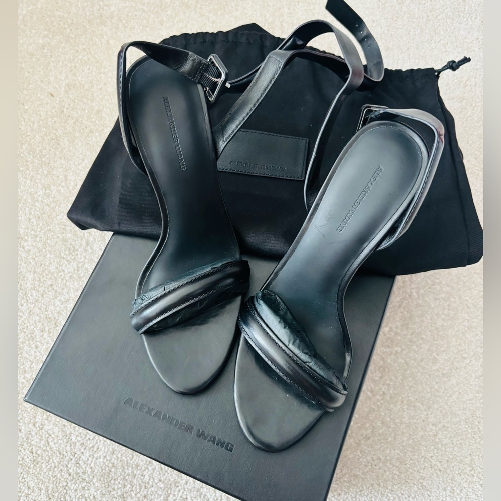 Alexander Wang Antonia Leather Ankle Strap Sandals - Black - EU37.5 - Box + Dust